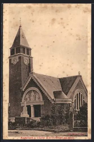 AK Festubert, L`Eglise et le Monument aux Morts
