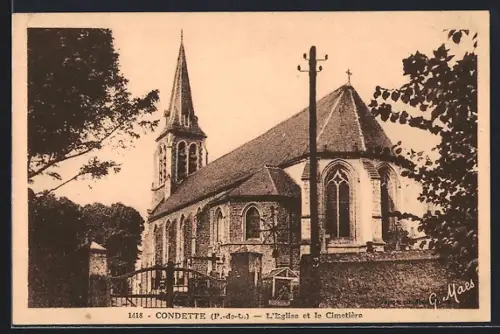 AK Condette /P.-de-C., L`Eglise et le Cimetière
