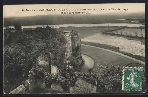AK Hardelot /P.-de-C., La Tour construite sous Charlemagne et les terrains de Golf
