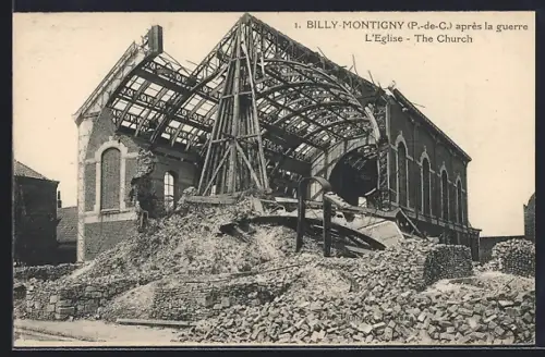 AK Billy-Montigny /P.-de-C., L`Eglise après la guerre