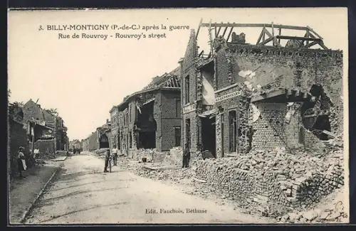 AK Billy-Montigny /P.-de-C., Rue de Rouvroy après la guerre, Strassenpartie
