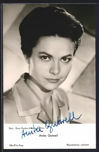 AK Schauspielerin Anita Gutwell im Porträt mit Autograph