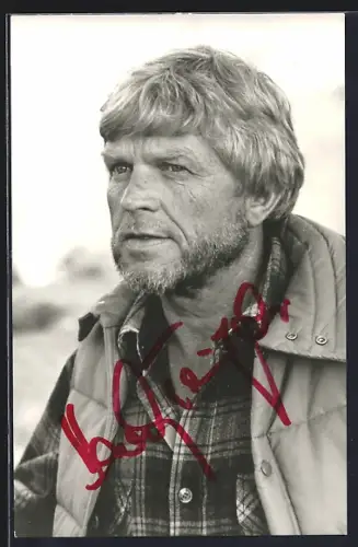 AK Schauspieler Hardy Krüger im Porträt mit Autograph