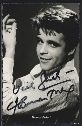 AK Schauspieler Thomas Fritsch in kariertem Hemd mit Autograph