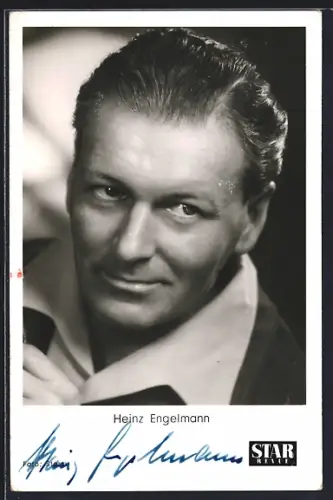 AK Schauspieler Heinz Engelmann im Porträt mit Autograph