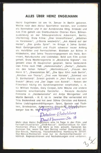 AK Schauspieler Heinz Engelmann im Porträt mit Autograph