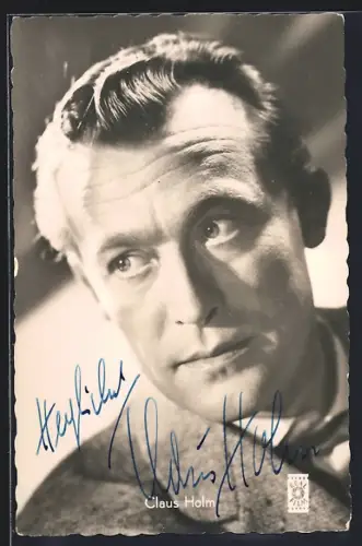 AK Schauspieler Claus Holm in Zwei blaue Augen mit Autograph