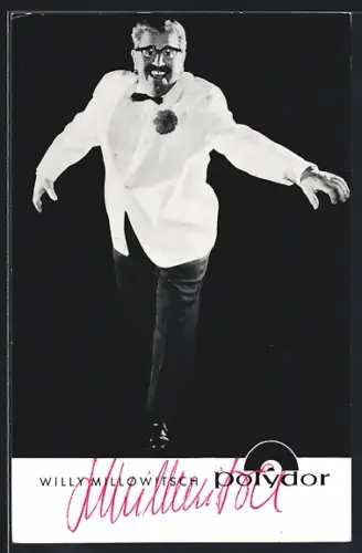 AK Schauspieler Willy Millowitsch im Anzug mit Autograph