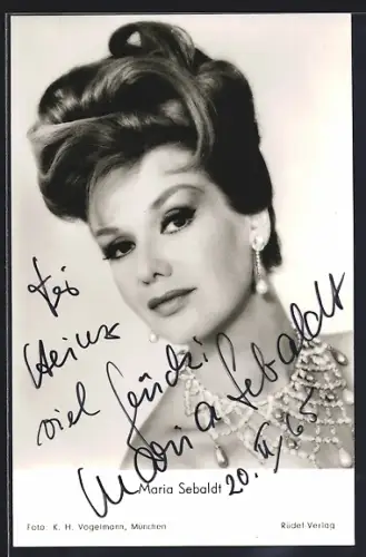 AK Maria Sebald mit Hochsteckfrisur, Autograph, 1965