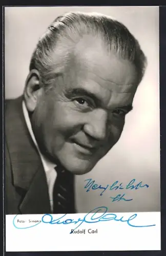 AK Rudolf Carl, Portrait, Autograph