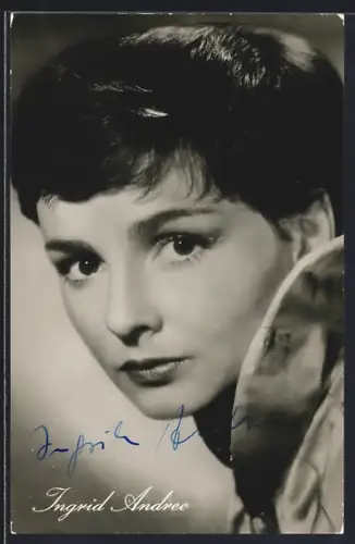 AK Ingrid Andree, Portrait, Autograph