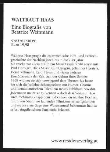 AK Waltraud Haas mit einem Vogelkäfig, Autograph