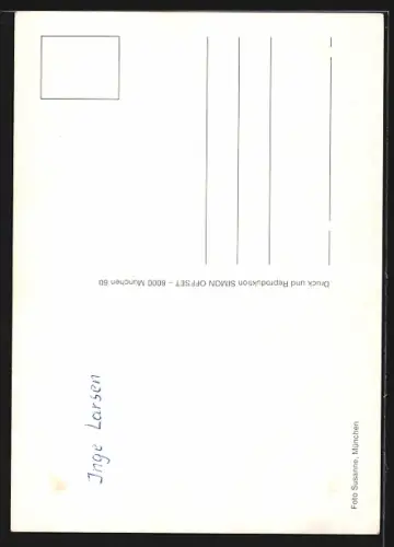 AK Inge Larsen mit Ohrhänger, Autograph
