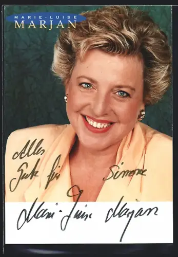 AK Marie-Luise Marjan mit Ohrringen, Autograph