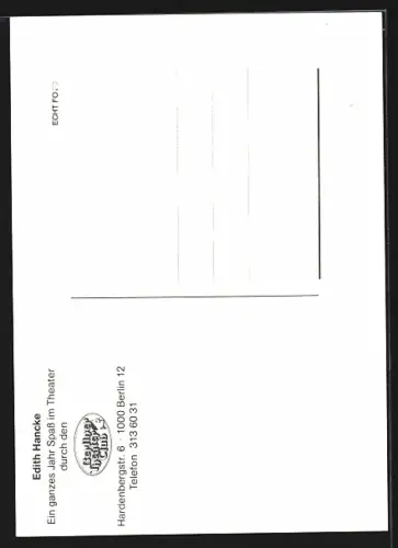 AK Edith Hancke mit Federboa, Autograph