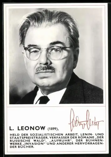 AK L. Leonow, 1899, Verfasser der Romane Der russische Wald und Aufruhr, der Bühnenwerke Invasion und anderer Bücher