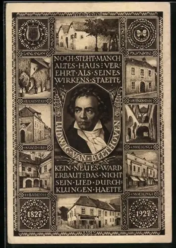 AK Ludwig van Beethoven, Häuser seiner Wirkungsstätten