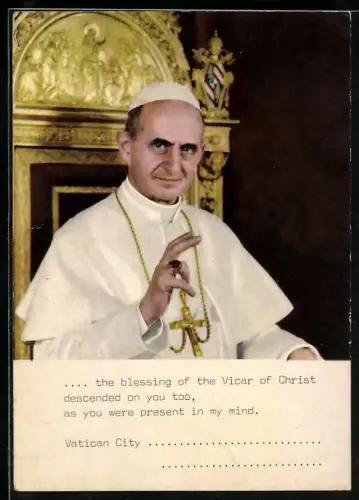 AK Papst Paul VI. hebt segnend die Hand