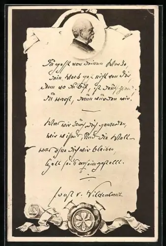 AK Portrait Fürst Otto von Bismarck auf Brief mit Siegel