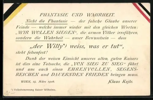 AK Phantasie und Wahrheit, Nicht die Phantasie..., Klaus Kejle, Zweibund