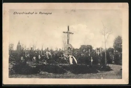 AK Romagne, Kriegsgräber auf dem Ehrenfriedhof
