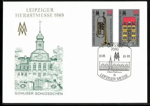 Künstler-AK Leipzig, Leipziger Herbstmesse 1985, Gohliser Schlösschen