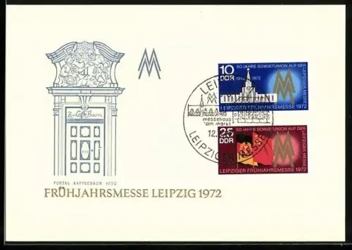 Künstler-AK Leipzig, Frühjahrsmesse 1972, Portal Cafe Baum 1692