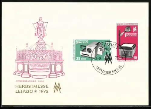Künstler-AK Leipzig, Herbstmesse 1972, Mägdebrunnen 1906