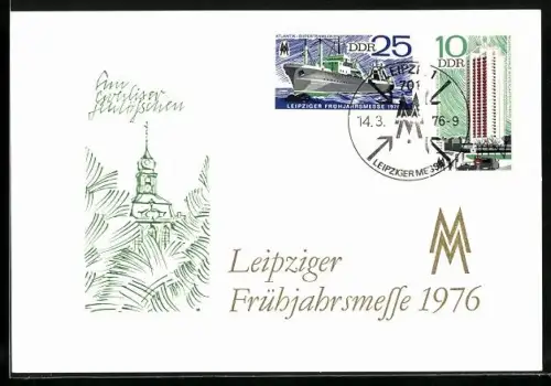 Künstler-AK Leipzig, Leipziger Frühjahrsmesse 1976, Am Gohliser Schlösschen