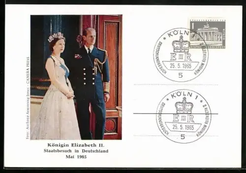 AK Königin Elizabeth II. mit Gatten beim Empfang auf dem Staatsbesuch in Deutschland 1965