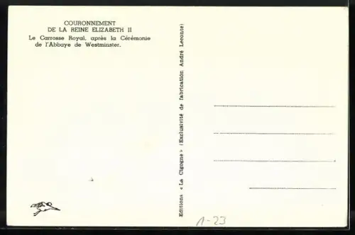 AK Westminster, Couronnement de la Reine Elizabeth II. von England, La Carrosse Royal après la Cérémonie de l`Abbaye