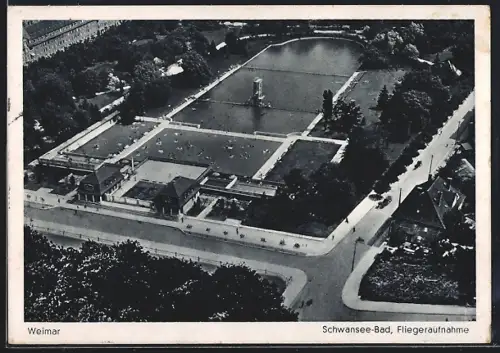 AK Weimar / Thüringen, Schwansee-Bad, Fliegeraufnahme