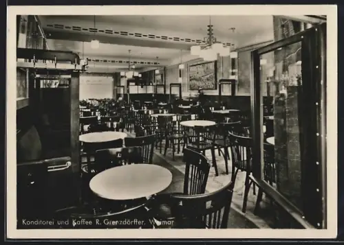 AK Weimar / Thüringen, Konditorei -Cafe R. Grenzdörffer, Karlsplatz 5