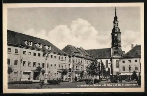 AK Grossenhain / Sachsen, Markt mit Blick auf die Marienkirche