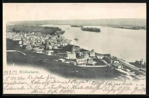 AK Rüdesheim / Rhein, Teilansicht mit Turm