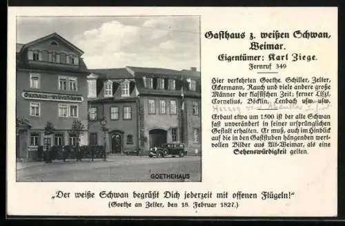 AK Weimar / Thüringen, Gasthaus z. weissem Schwan