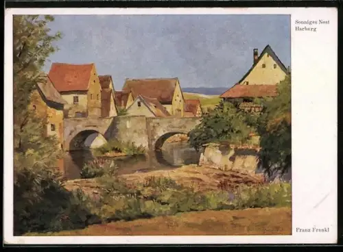 AK Harburg / Schwaben, Teilansicht mit Brücke