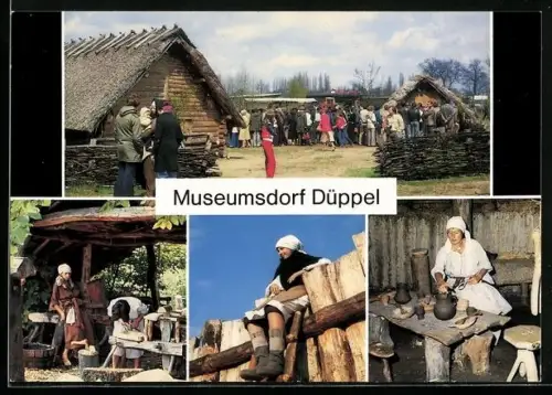 AK Berlin-Nikolassee, Museumsdorf Düppel mit Besuchern