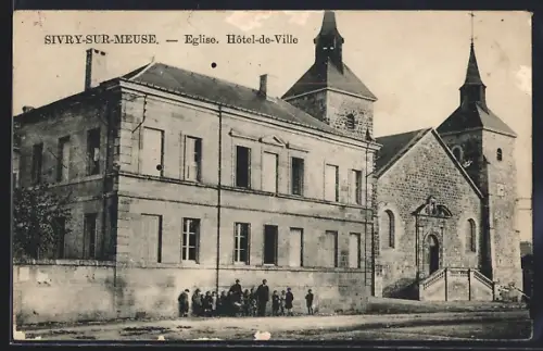 AK Sivry-sur-Meuse, Eglise & Hôtel-de-Ville