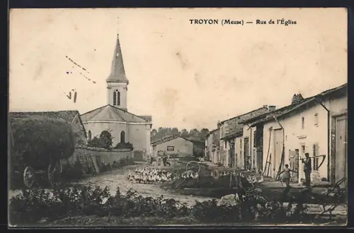 AK Troyon /Meuse, Rue de l`Église, Strassenpartie