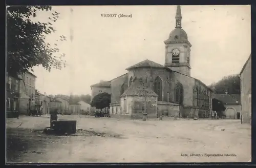 AK Vignot /Meuse, Strassenpartie mit Kirche