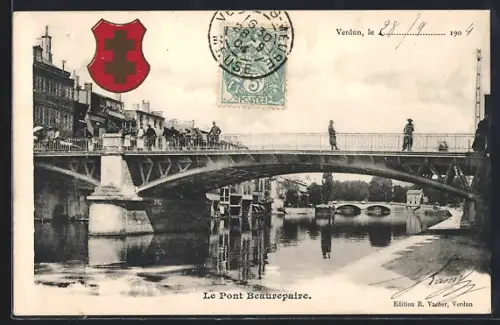 AK Verdun, le Pont Beaurepaire, Stadtwappen