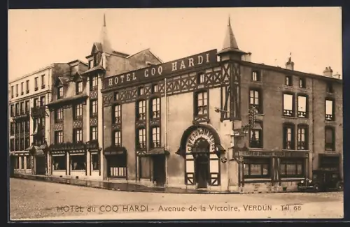 AK Verdun, Hotel du COQ HARDI et Avenue de la Victoire
