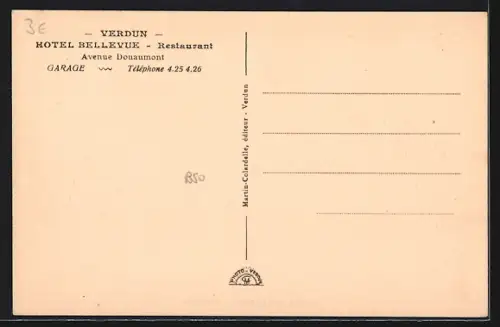 AK Verdun, Hotel Bellevue mit Strassenpartie