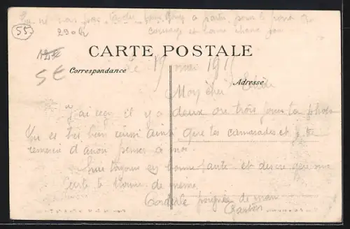 AK Troyon /Meuse, Rue de l`Église, Strassenpartie