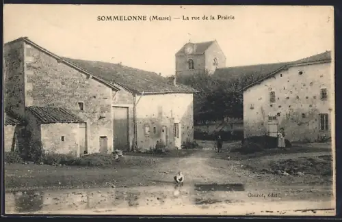 AK Sommelonne, La rue de la Prairie