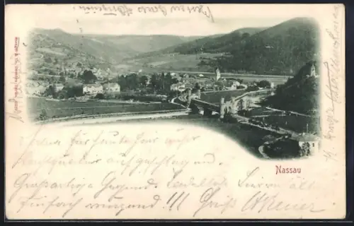 AK Nassau / Lahn, Ortsansicht aus der Vogelschau