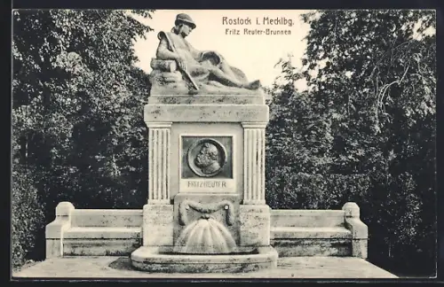 AK Rostock i. Mecklbg., Fritz Reuter-Brunnen