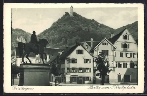 AK Geislingen / Steige, Kirchplatz mit Denkmal