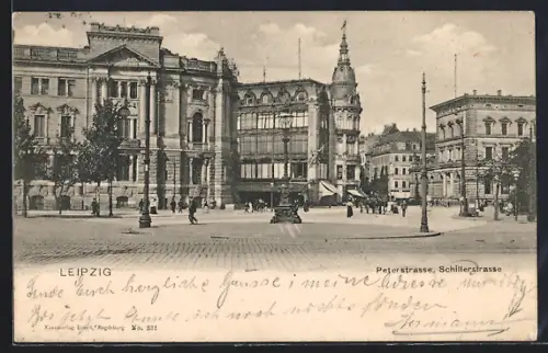 AK Leipzig, Peterstrasse und Schillerstrasse